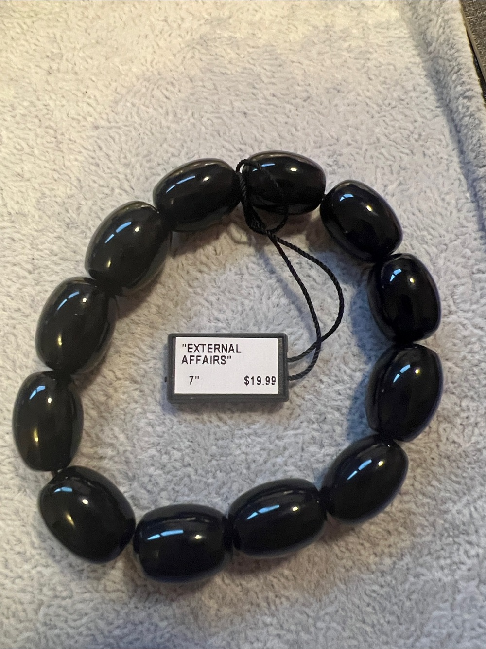External Affairs Black Onyx Beaded Stretch Bracelet
